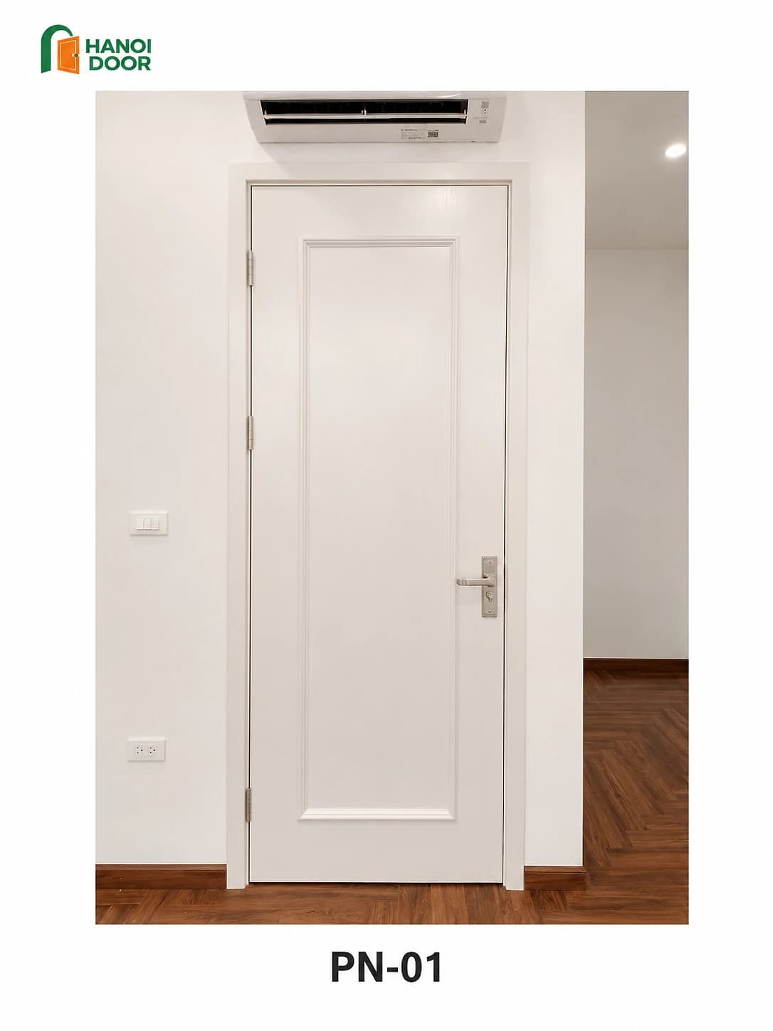 Cửa composite phào nổi của HANOI DOOR, pano nhô lên khỏi mặt cánh tạo khối