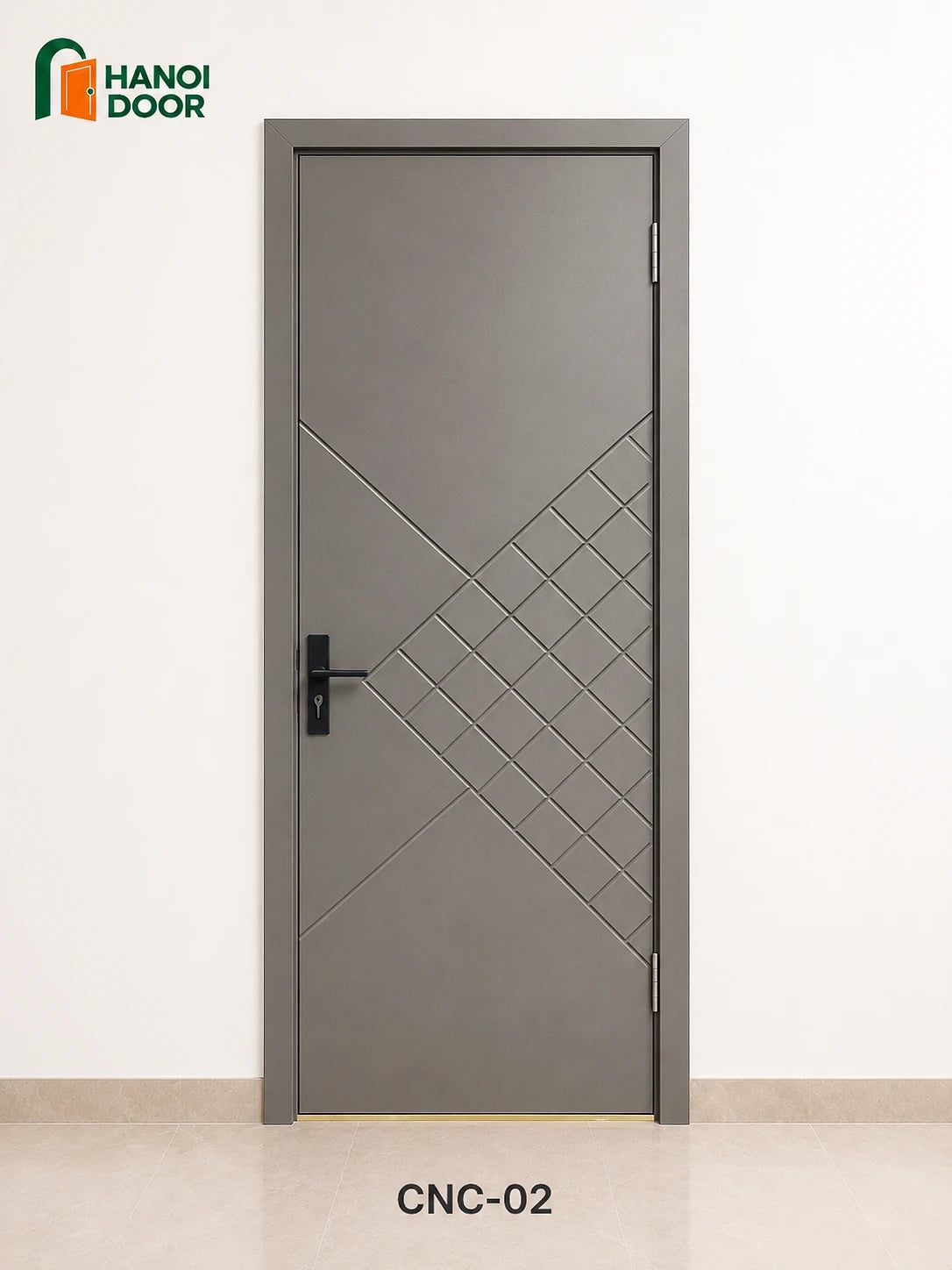 Cửa hút huỳnh âm CNC 02 — cửa nhựa composite sản xuất tại nhà máy HANOI DOOR Hà Nội