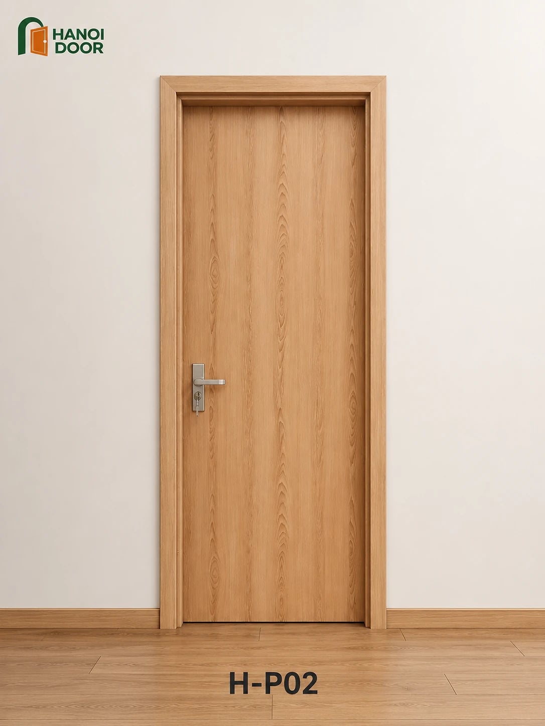 Cửa trơn phẳng H-P02 — cửa nhựa composite sản xuất tại nhà máy HANOI DOOR Hà Nội