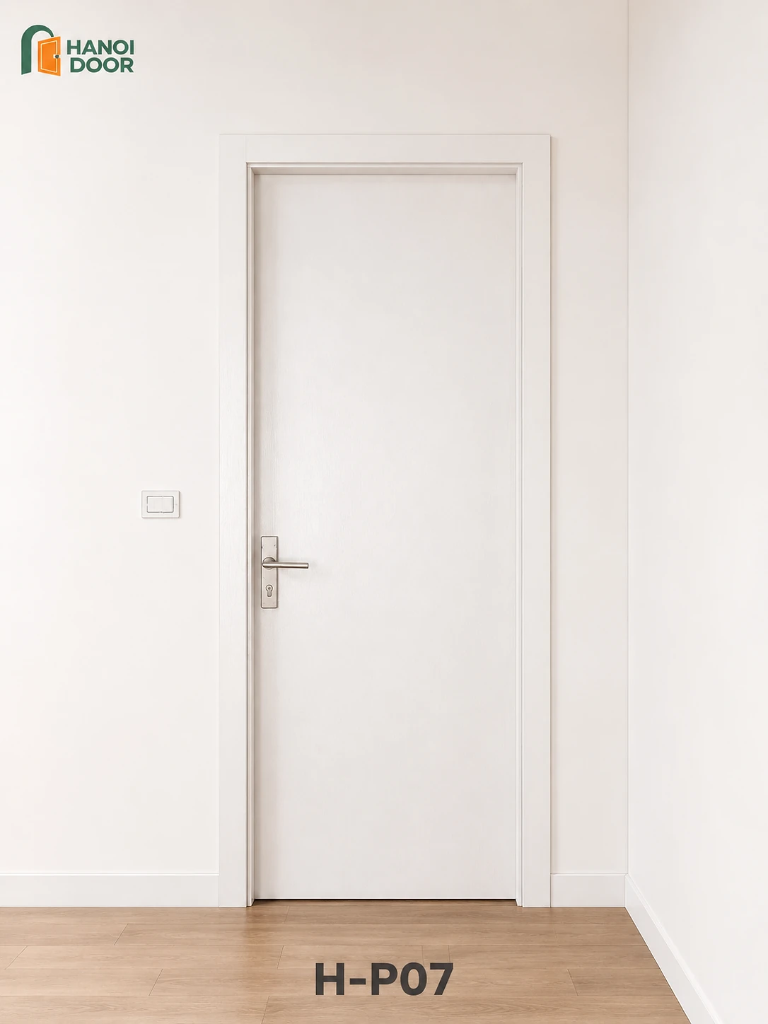 Cửa trơn phẳng H-P07 — cửa nhựa composite sản xuất tại nhà máy HANOI DOOR Hà Nội