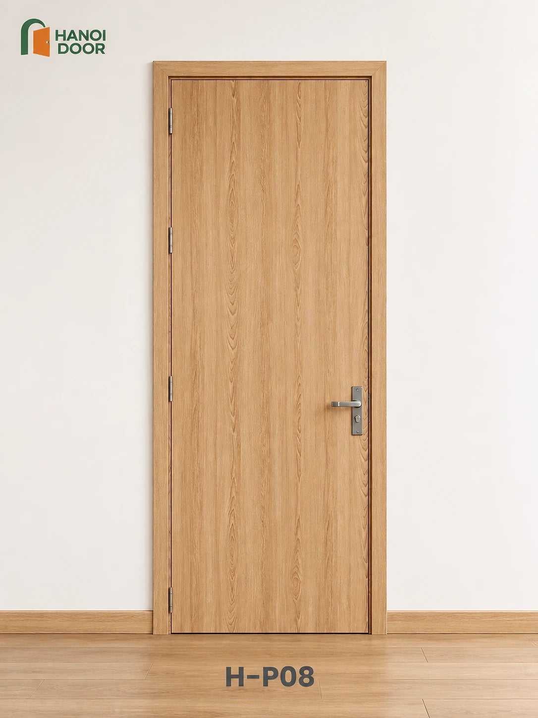 Cửa trơn phẳng H-P08 — cửa nhựa composite sản xuất tại nhà máy HANOI DOOR Hà Nội