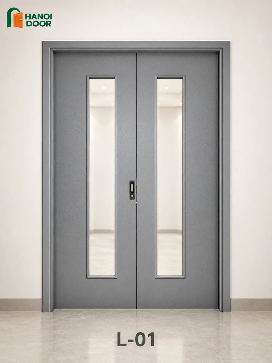 Cửa lùa L-01 — cửa nhựa composite sản xuất tại nhà máy HANOI DOOR Hà Nội