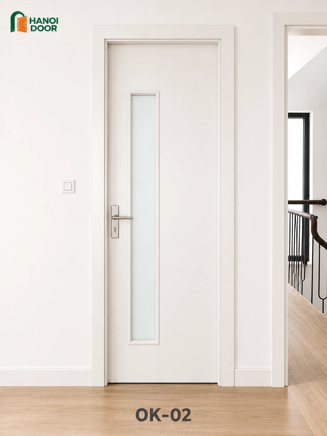 Cửa ô kính OK-02 — cửa nhựa composite sản xuất tại nhà máy HANOI DOOR Hà Nội