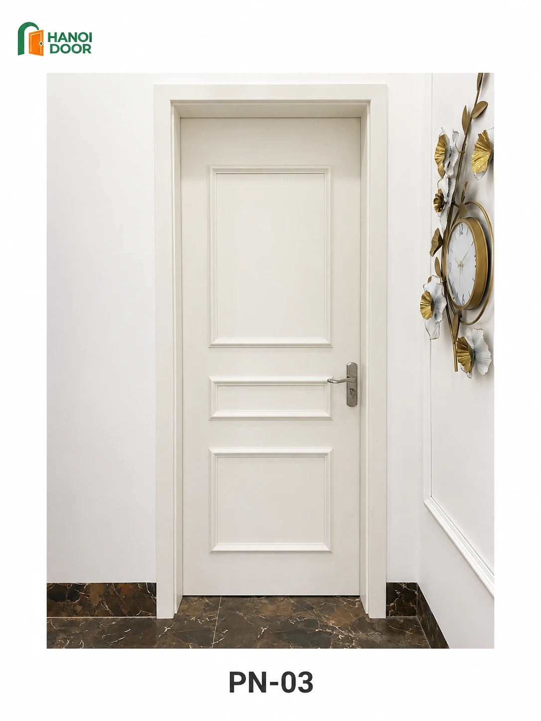 Cửa phào nổi 3 ô — cửa nhựa composite sản xuất tại nhà máy HANOI DOOR Hà Nội