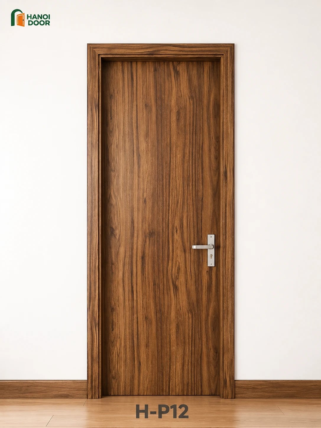 Cửa trơn phẳng H-P12 — cửa nhựa composite sản xuất tại nhà máy HANOI DOOR Hà Nội