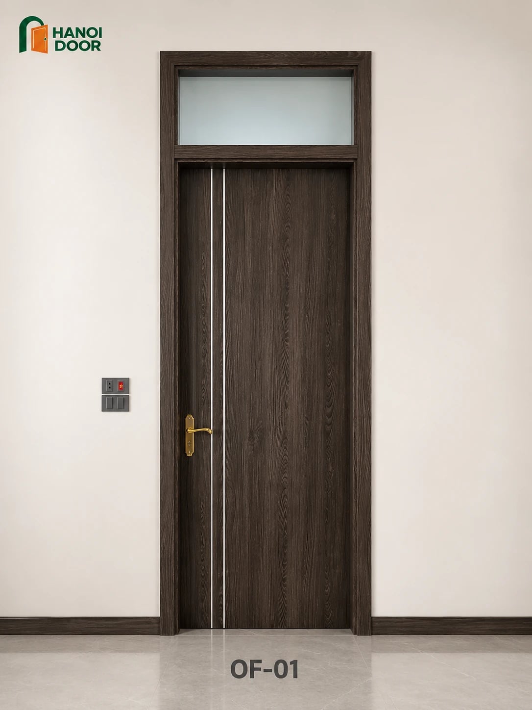 Cửa có ô fix kính — cửa nhựa composite sản xuất tại nhà máy HANOI DOOR Hà Nội